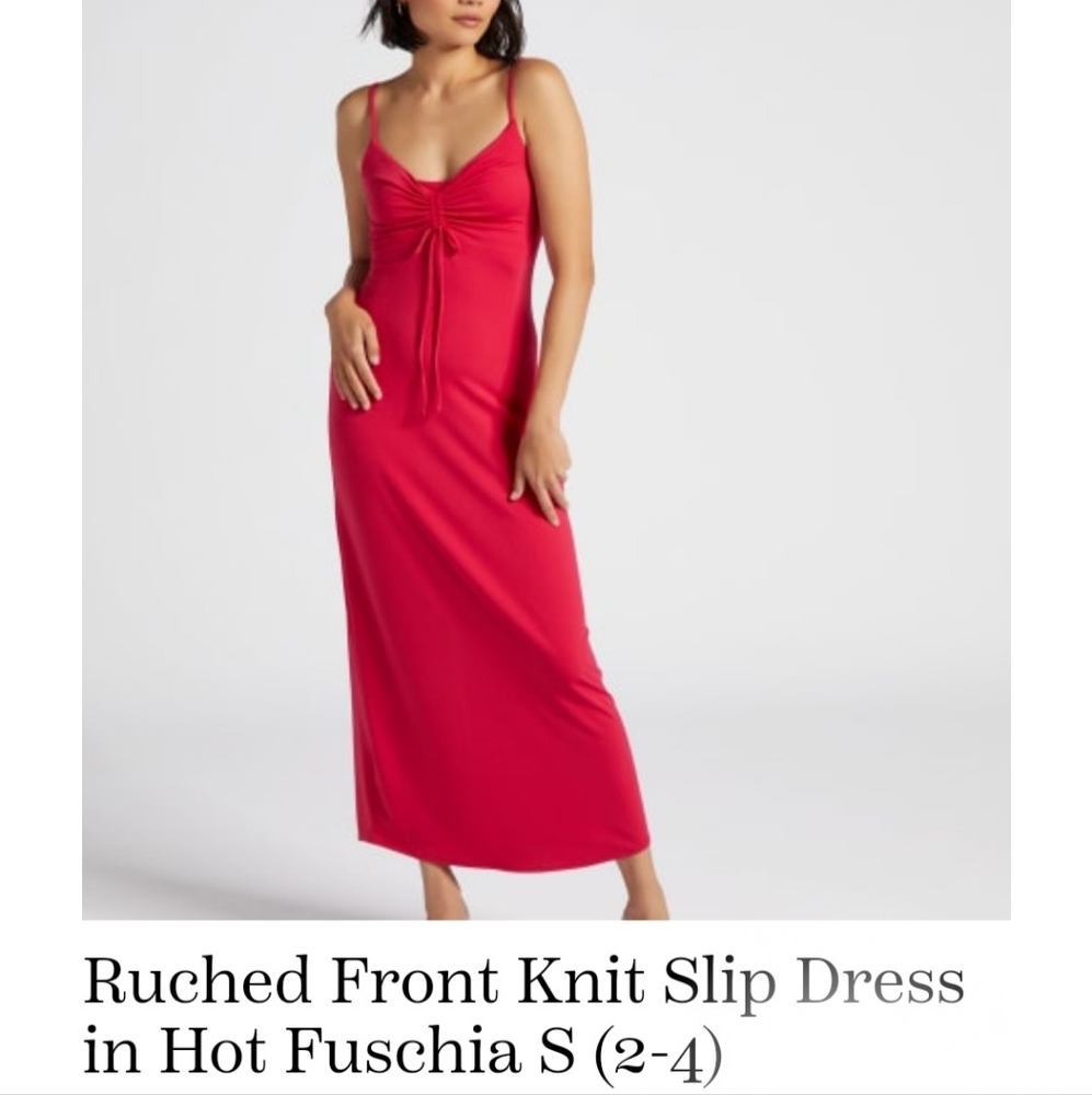 _black tape • fuchsia slip dress
